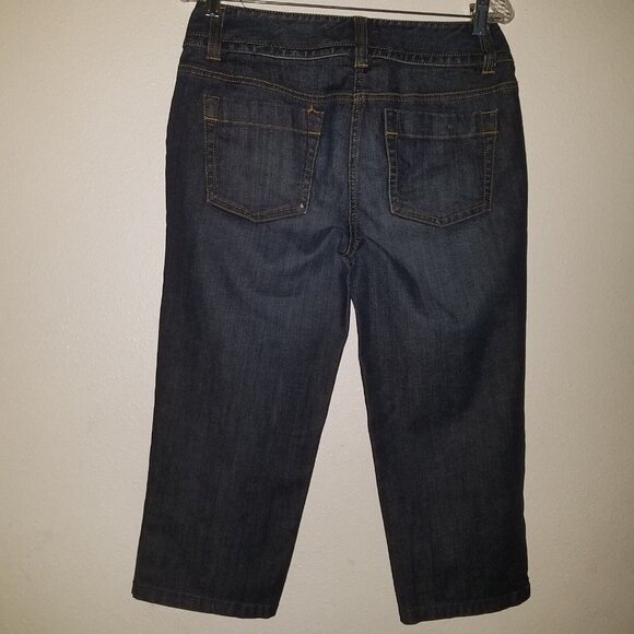 Ann Taylor Denim Capris Cropped Jeans Curvy Fit Lindsay Waist Size 6 Dark Wash - Picture 4 of 8